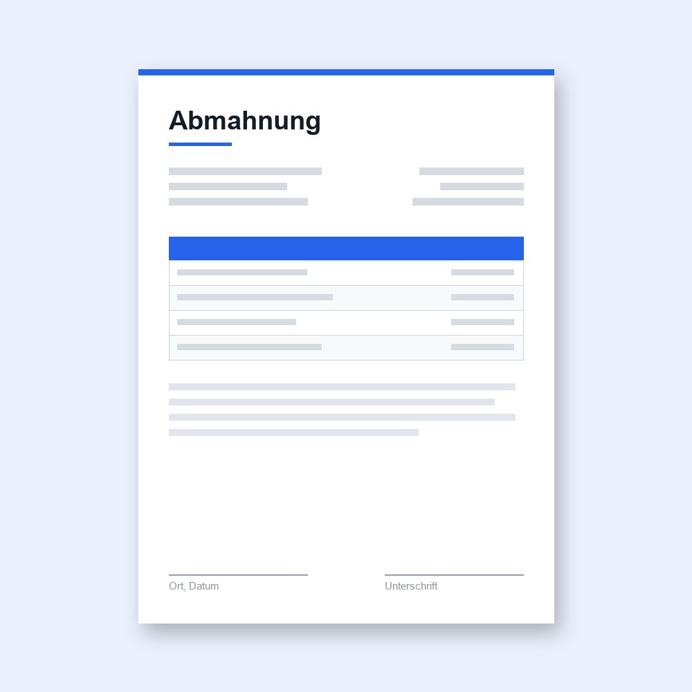 Abmahnung – PDF-Vorlage zum Ausfüllen