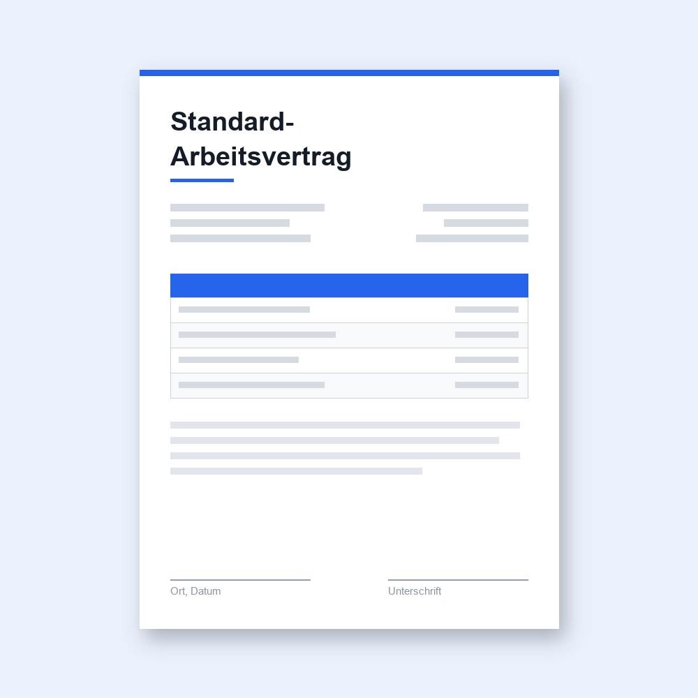 Standard-Arbeitsvertrag – PDF-Vorlage zum Ausfüllen