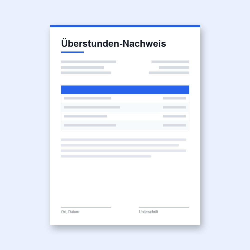 Überstunden-Nachweis – PDF-Vorlage zum Ausfüllen