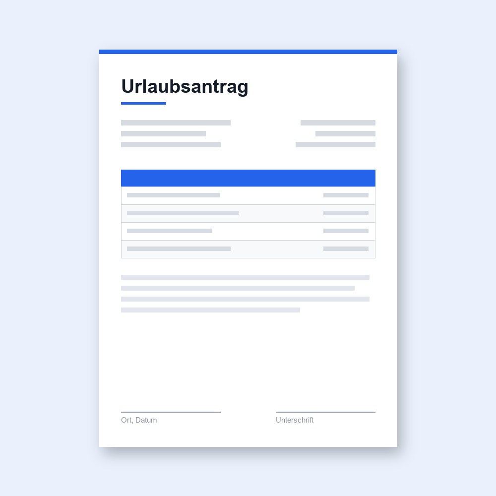 Urlaubsantrag – PDF-Vorlage zum Ausfüllen