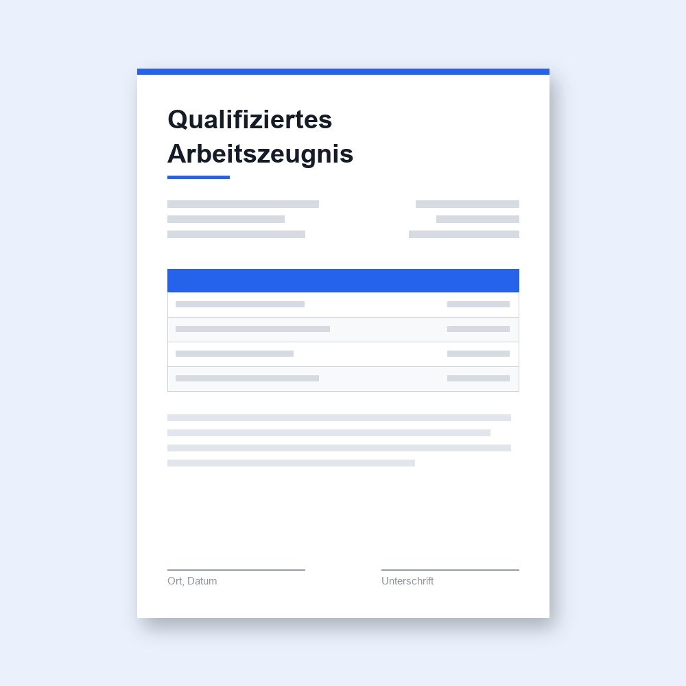 Qualifiziertes Arbeitszeugnis – PDF-Vorlage zum Ausfüllen