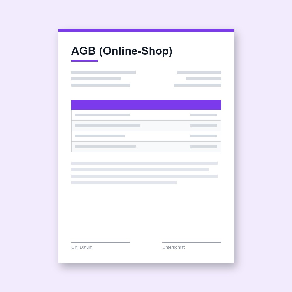 AGB (Online-Shop) – PDF-Vorlage zum Ausfüllen
