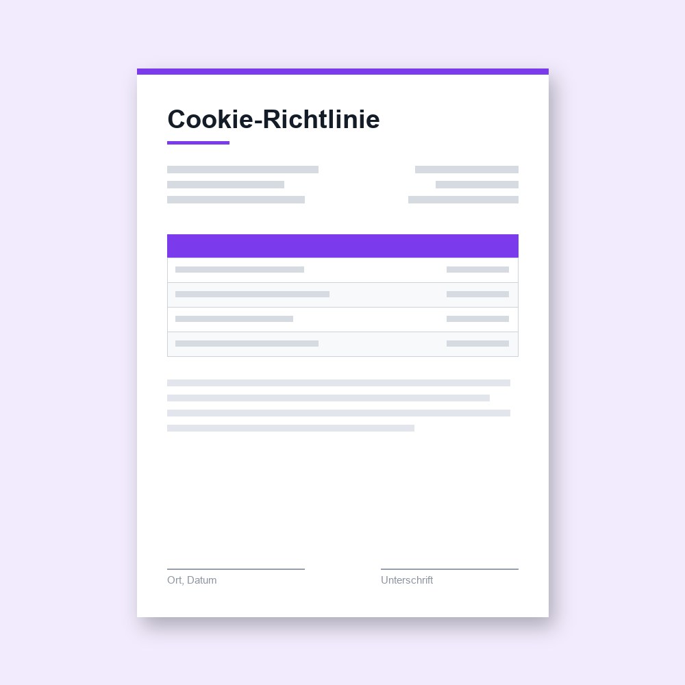 Cookie-Richtlinie – PDF-Vorlage zum Ausfüllen