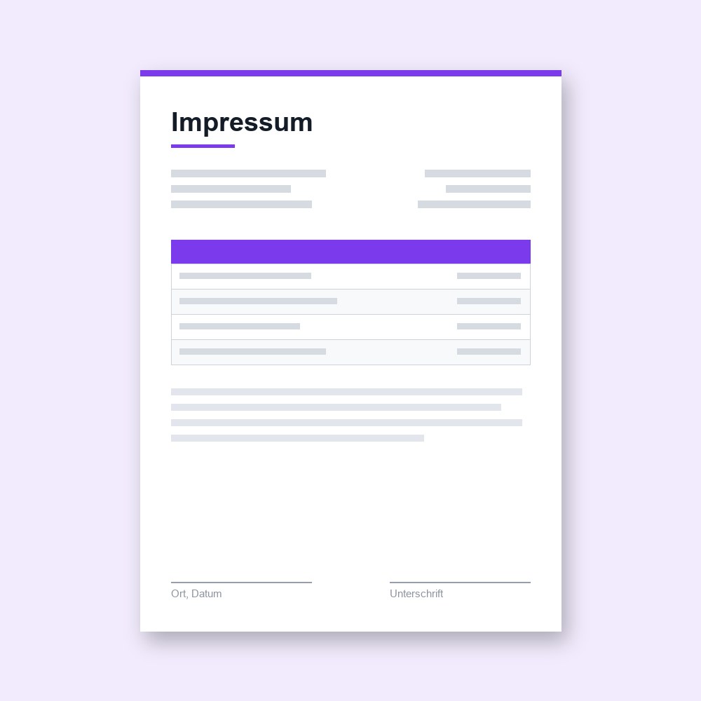 Impressum – PDF-Vorlage zum Ausfüllen