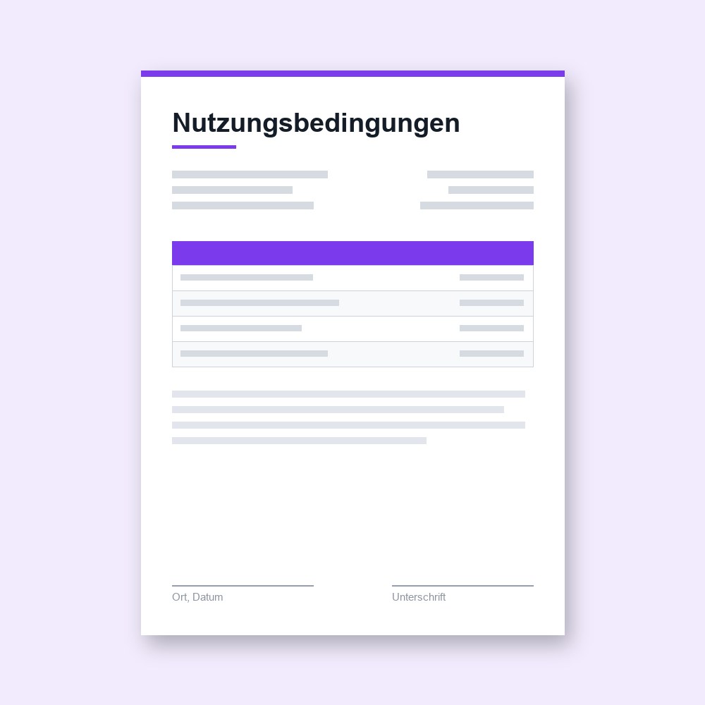 Nutzungsbedingungen – PDF-Vorlage zum Ausfüllen