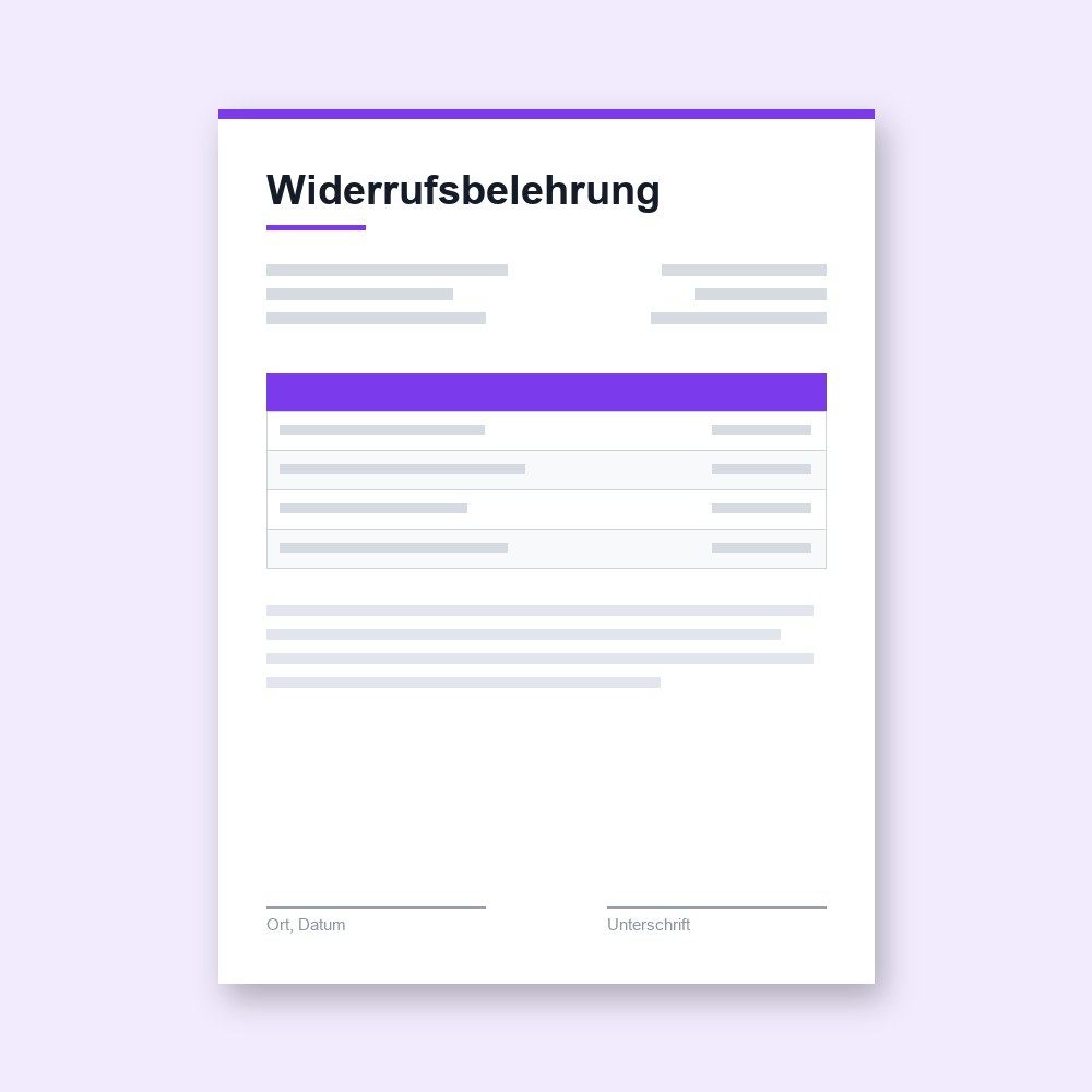 Widerrufsbelehrung – PDF-Vorlage zum Ausfüllen