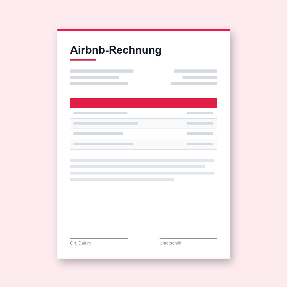 Airbnb-Rechnung – PDF-Vorlage zum Ausfüllen