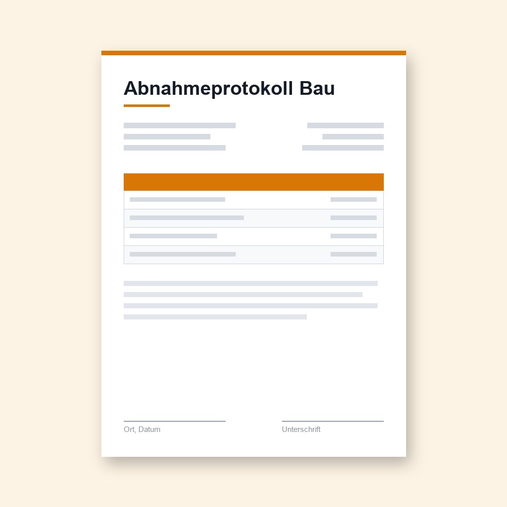 Abnahmeprotokoll Bau – PDF-Vorlage zum Ausfüllen