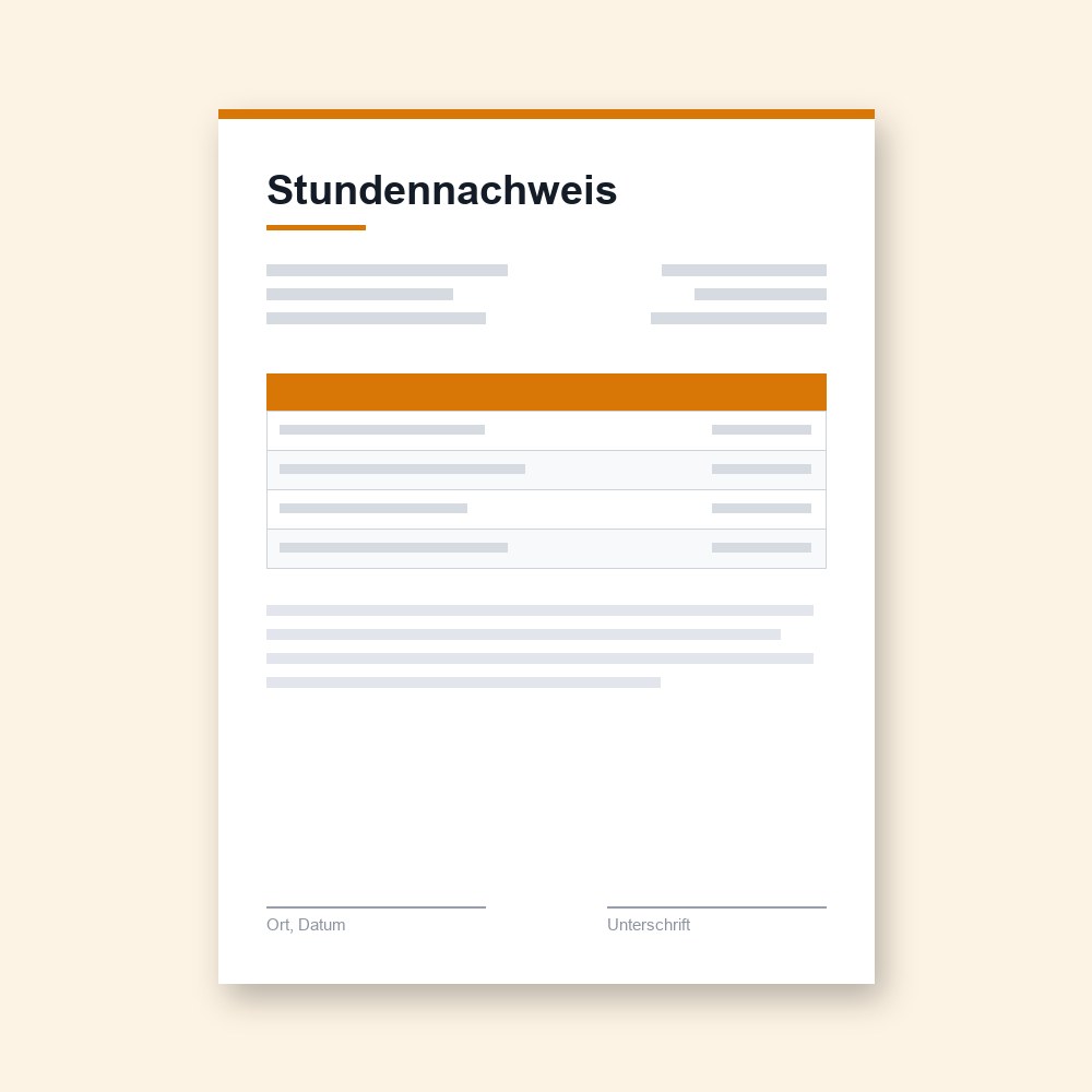 Stundennachweis – PDF-Vorlage zum Ausfüllen