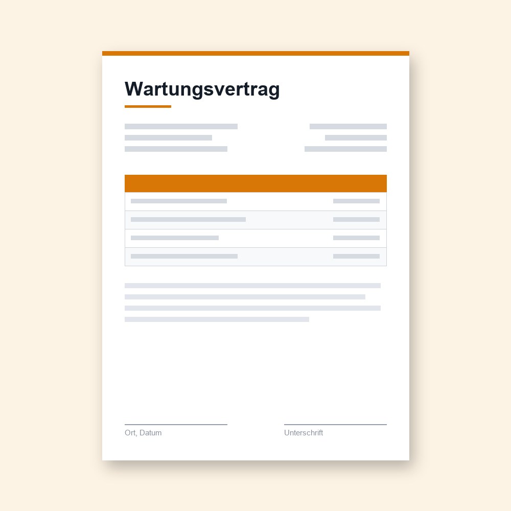 Wartungsvertrag – PDF-Vorlage zum Ausfüllen