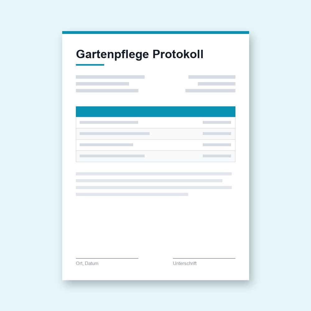 Gartenpflege Protokoll – PDF-Vorlage zum Ausfüllen