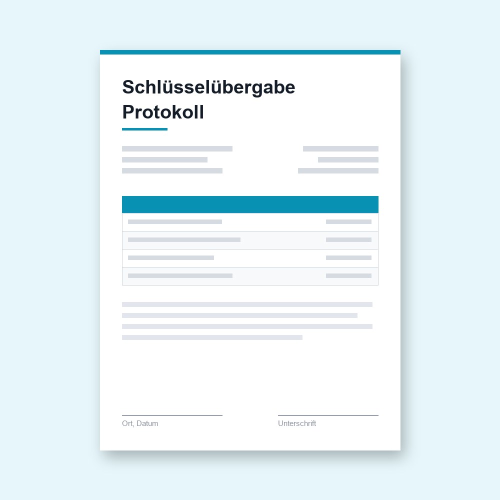 Schlüsselübergabe Protokoll – PDF-Vorlage zum Ausfüllen