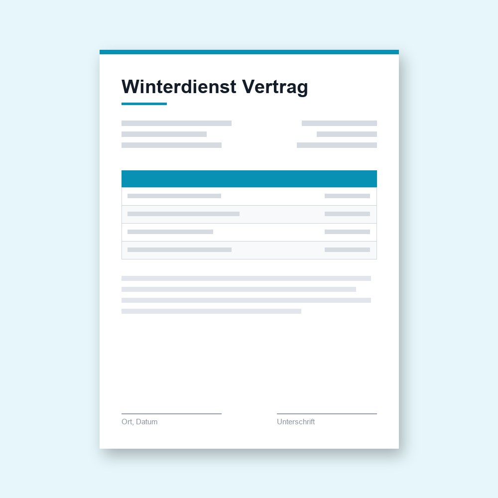 Winterdienst Vertrag – PDF-Vorlage zum Ausfüllen