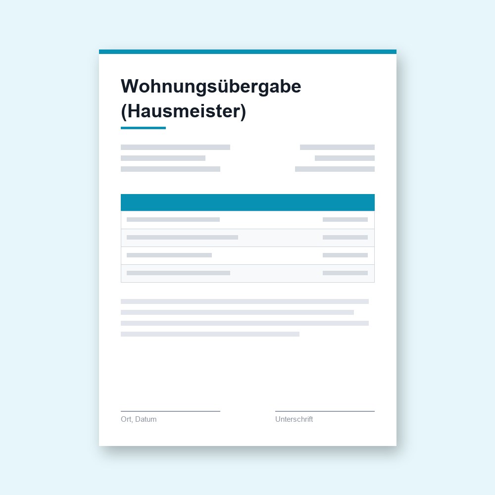 Wohnungsübergabe (Hausmeister) – PDF-Vorlage zum Ausfüllen