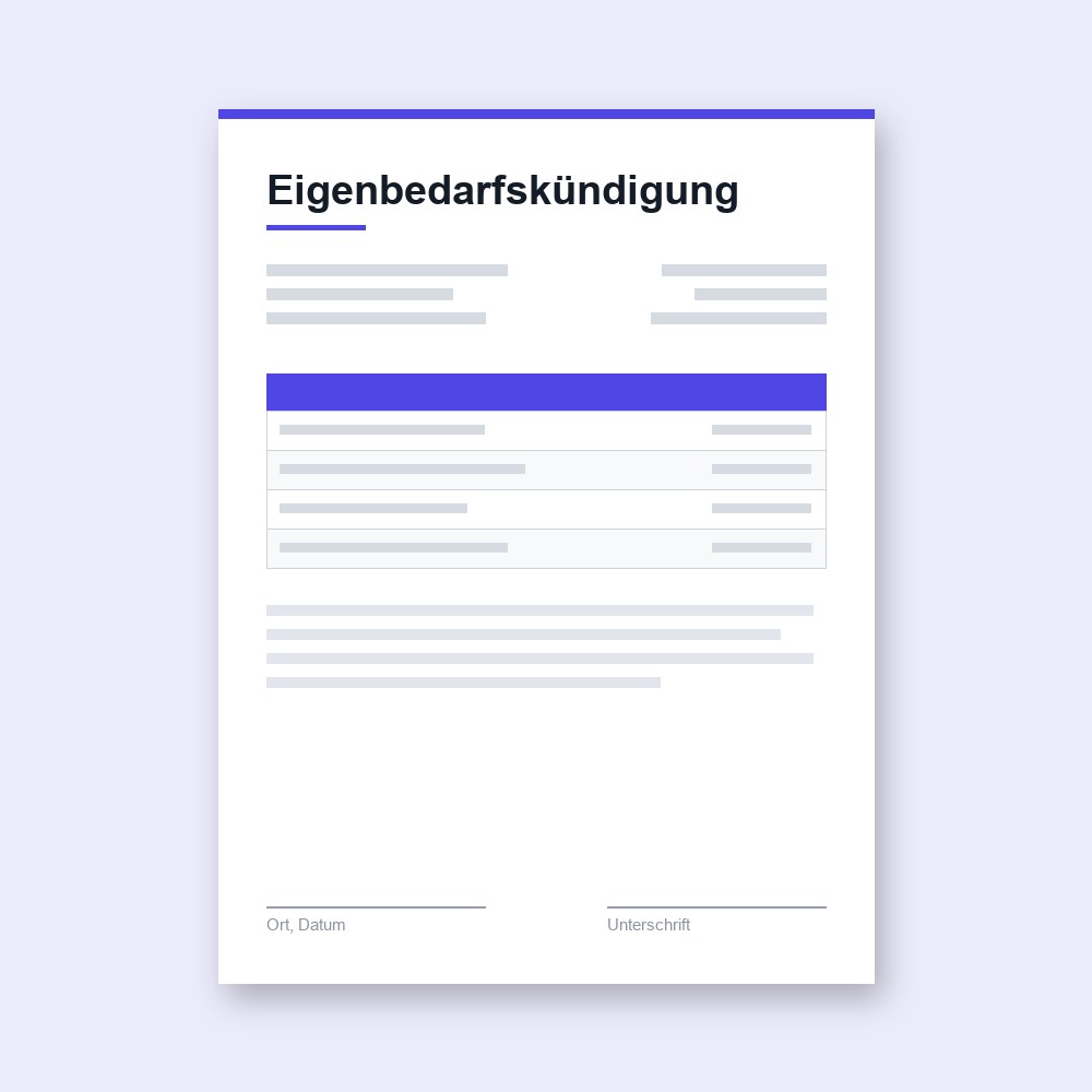 Eigenbedarfskündigung – PDF-Vorlage zum Ausfüllen