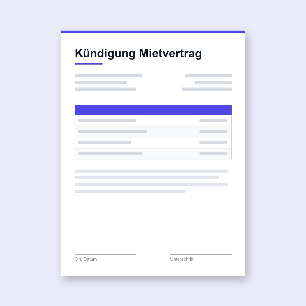 Kündigung Mietvertrag – PDF-Vorlage zum Ausfüllen