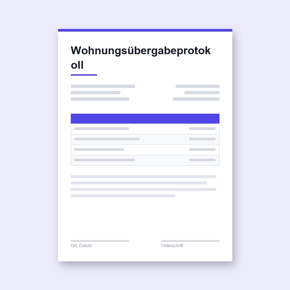 Wohnungsübergabeprotokoll – PDF-Vorlage zum Ausfüllen