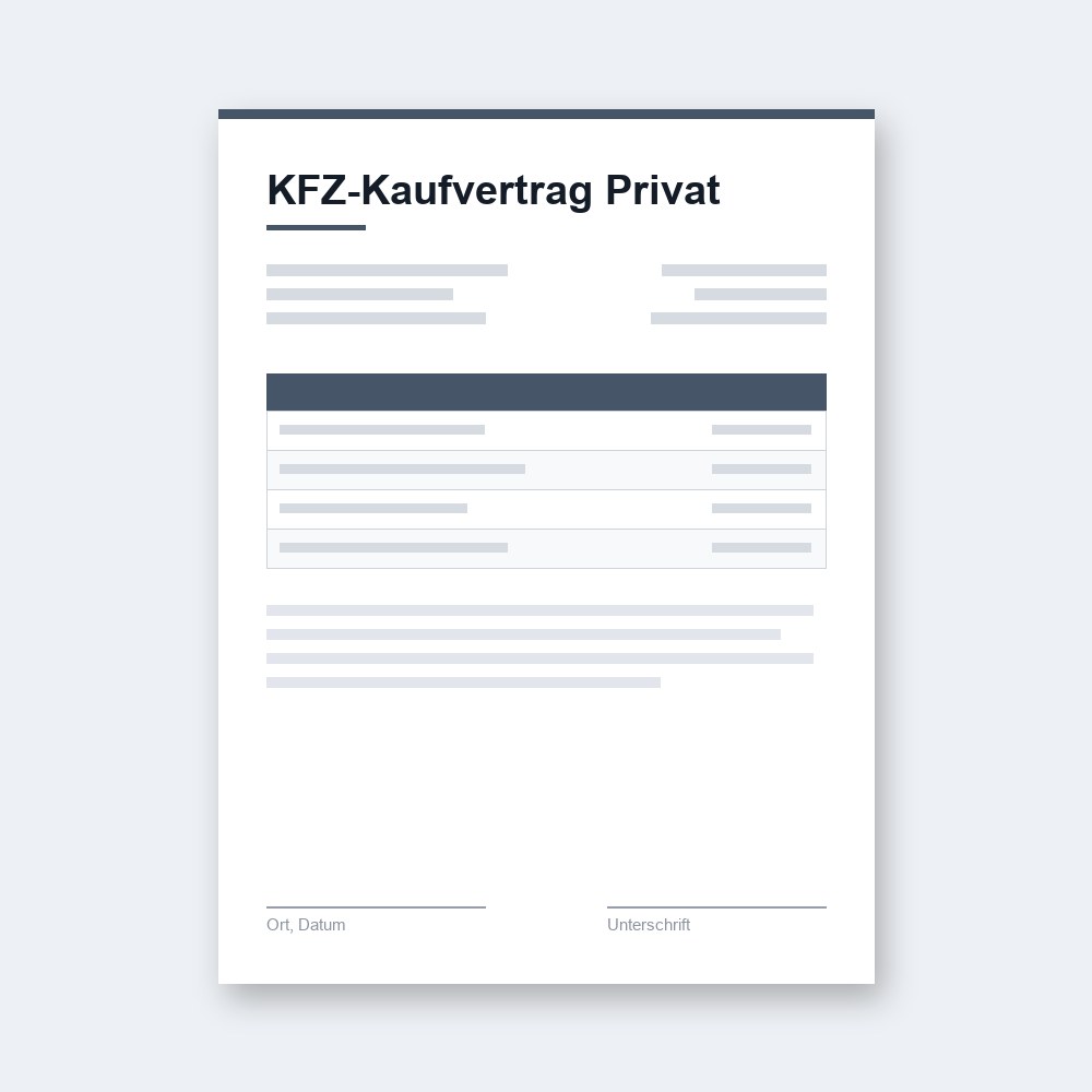 KFZ-Kaufvertrag Privat – PDF-Vorlage zum Ausfüllen