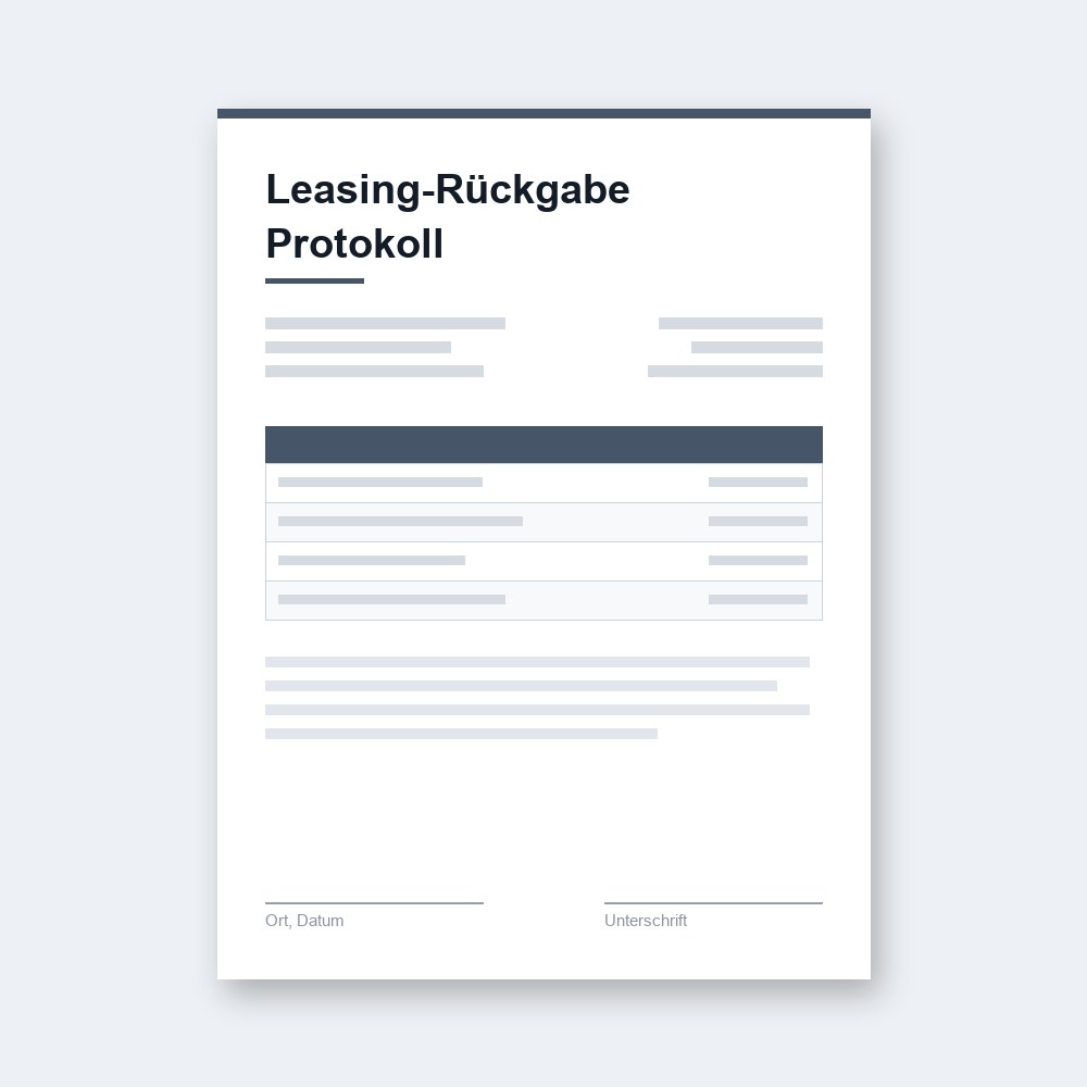 Leasing-Rückgabe Protokoll – PDF-Vorlage zum Ausfüllen