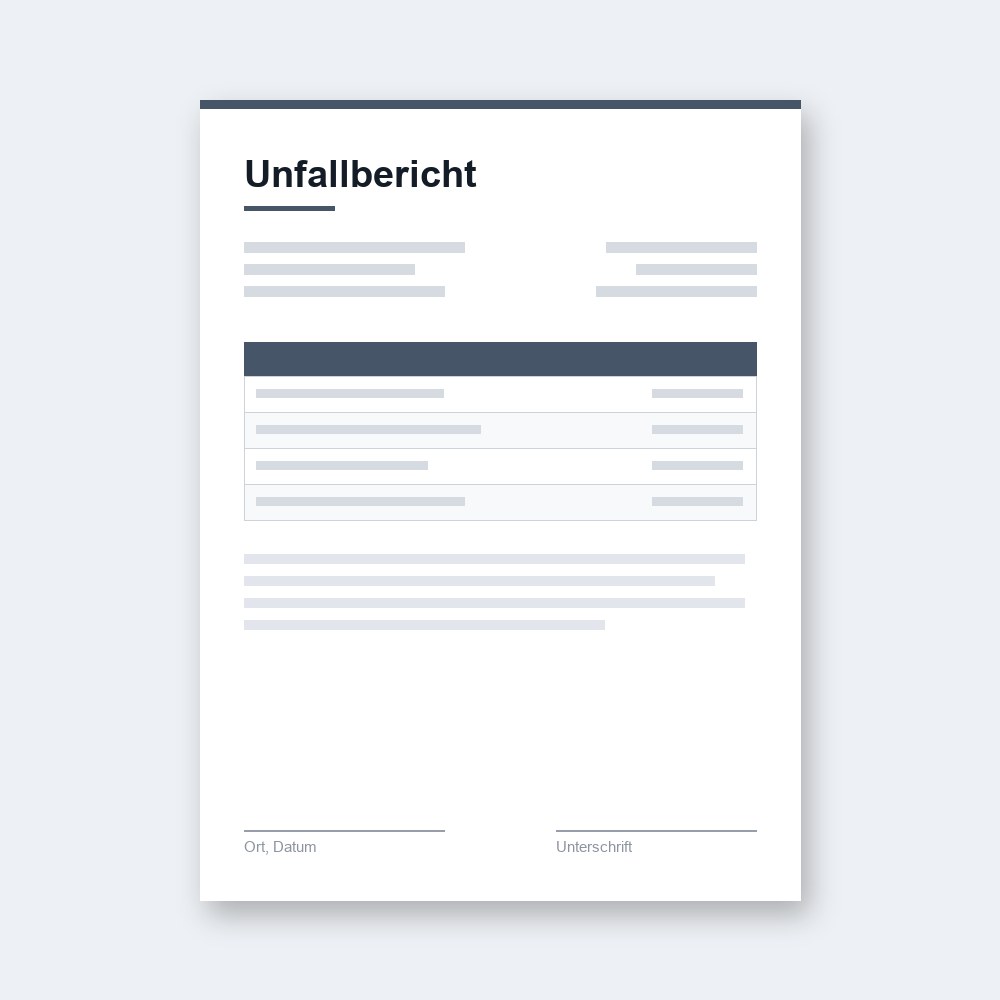 Unfallbericht – PDF-Vorlage zum Ausfüllen