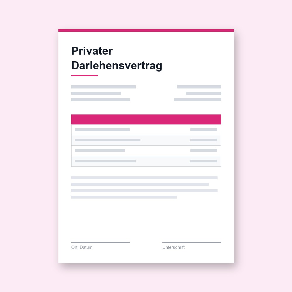 Privater Darlehensvertrag – PDF-Vorlage zum Ausfüllen