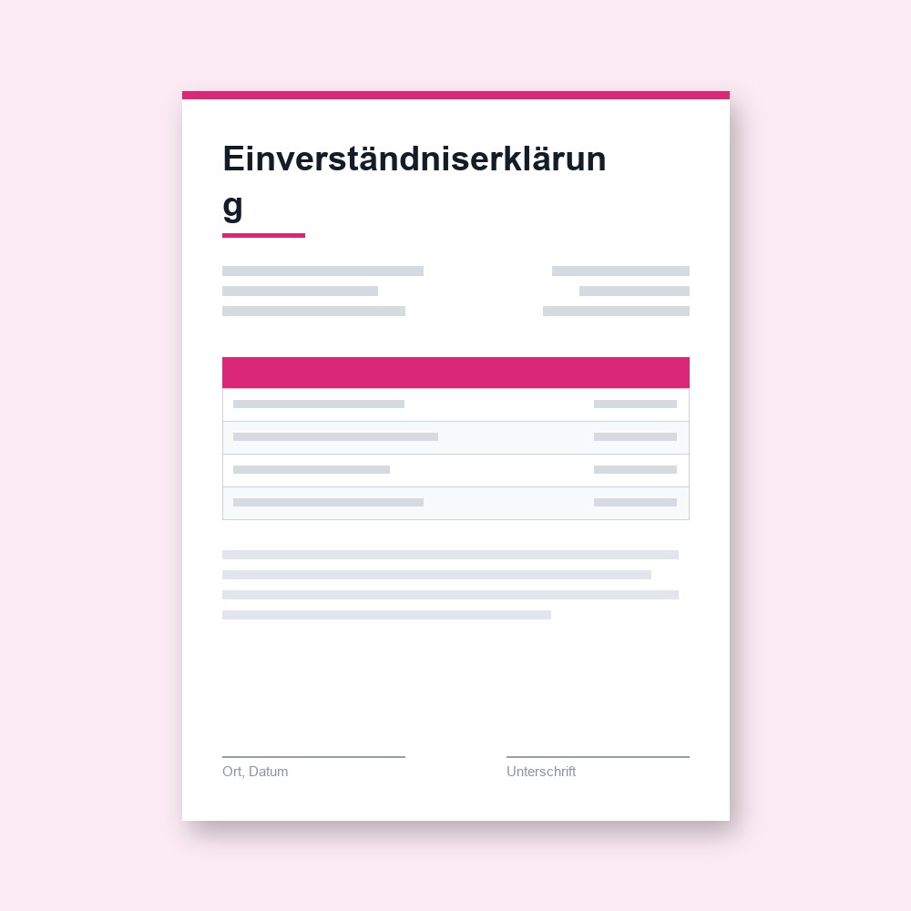 Einverständniserklärung – PDF-Vorlage zum Ausfüllen