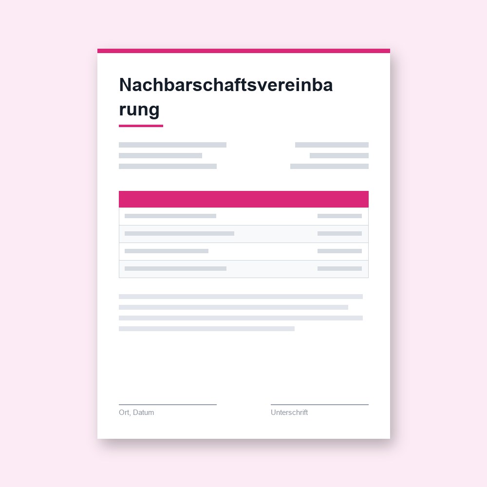 Nachbarschaftsvereinbarung – PDF-Vorlage zum Ausfüllen