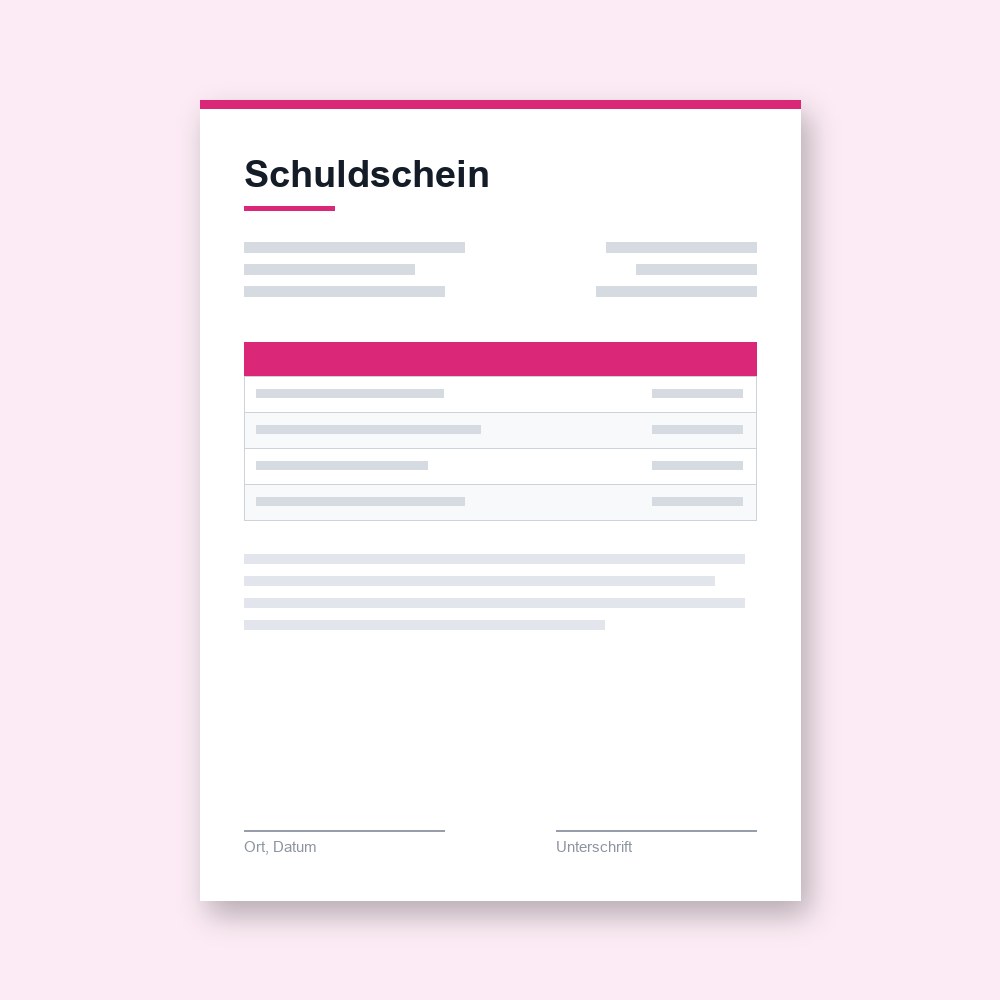 Schuldschein – PDF-Vorlage zum Ausfüllen