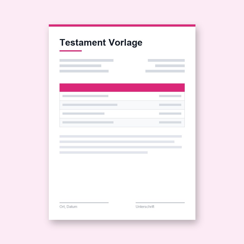 Testament Vorlage – PDF-Vorlage zum Ausfüllen