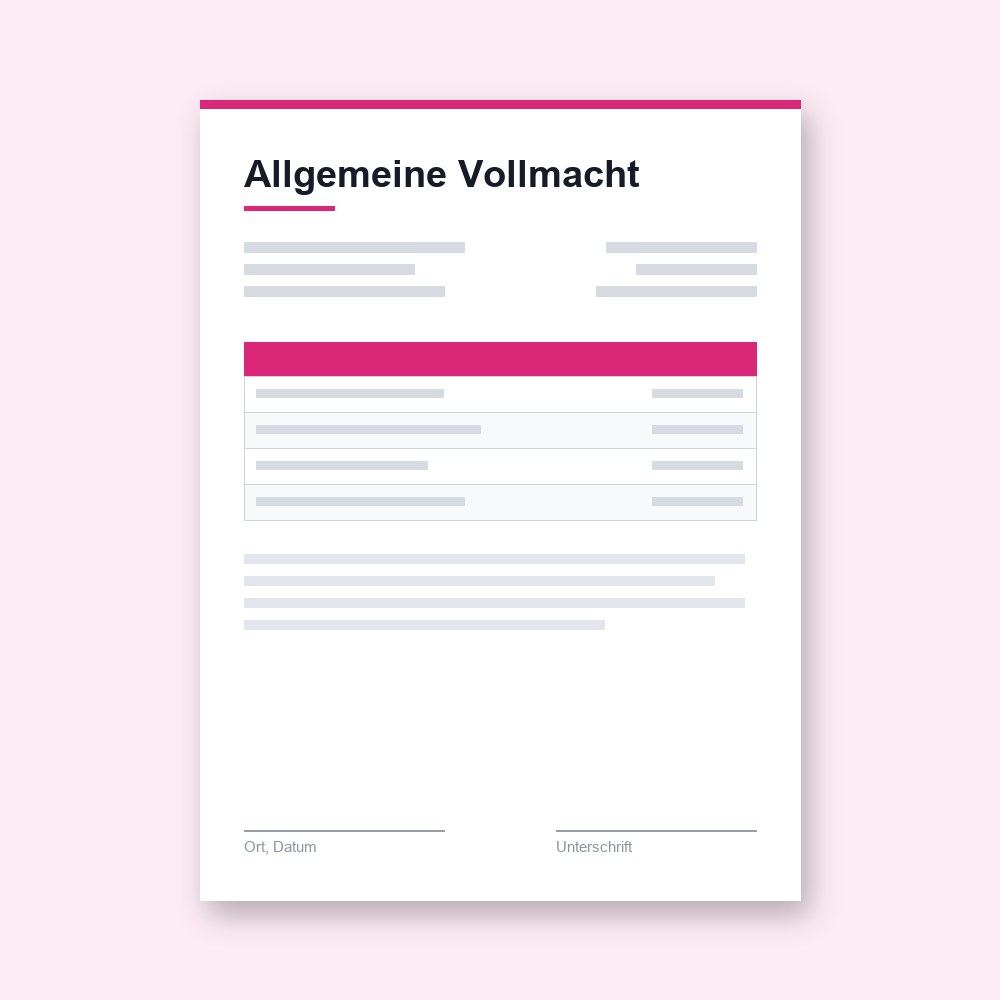 Allgemeine Vollmacht – PDF-Vorlage zum Ausfüllen