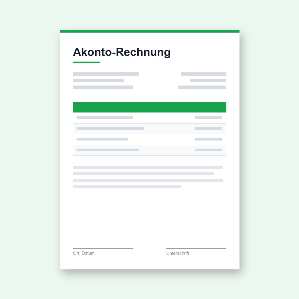 Akonto-Rechnung – PDF-Vorlage zum Ausfüllen