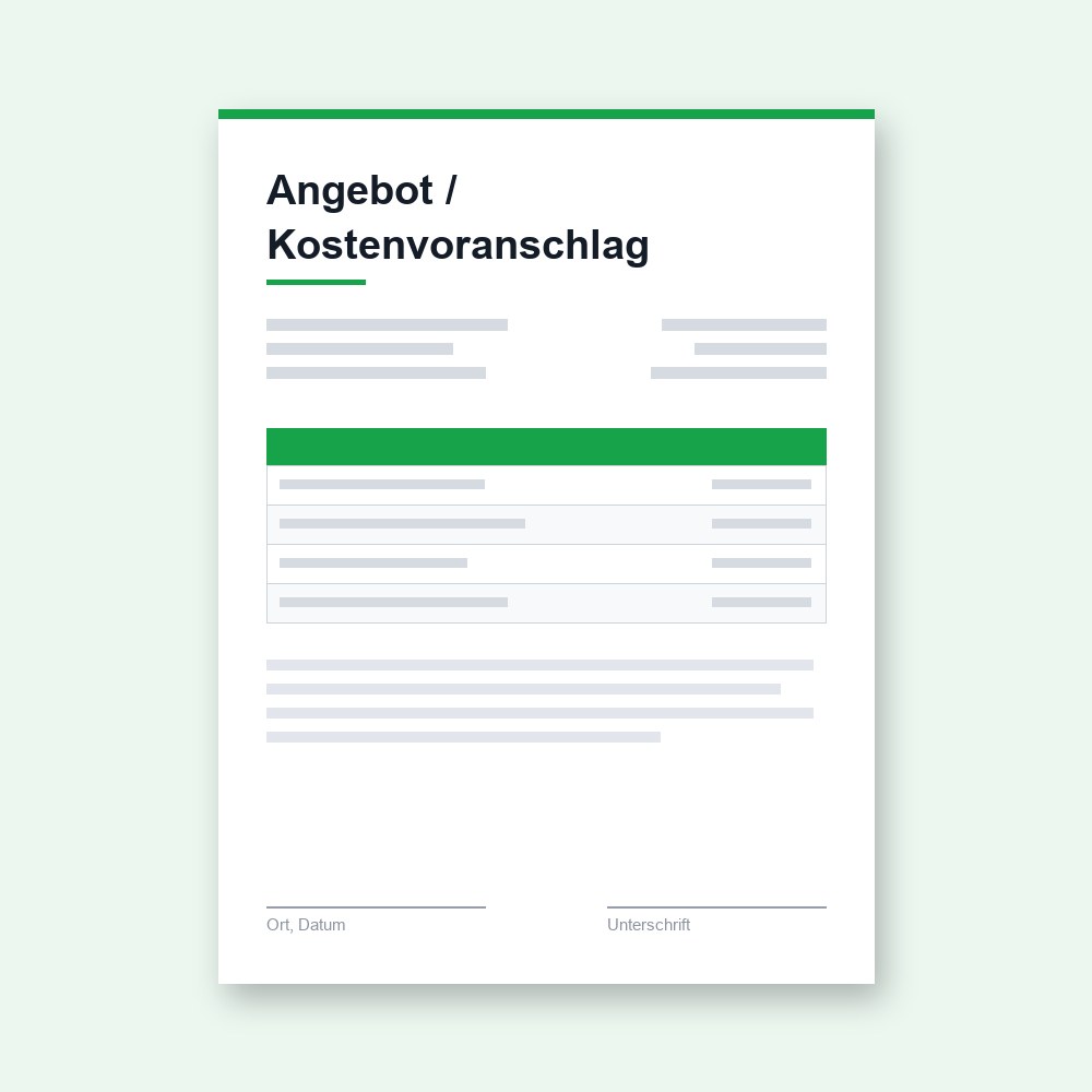 Angebot / Kostenvoranschlag – PDF-Vorlage zum Ausfüllen