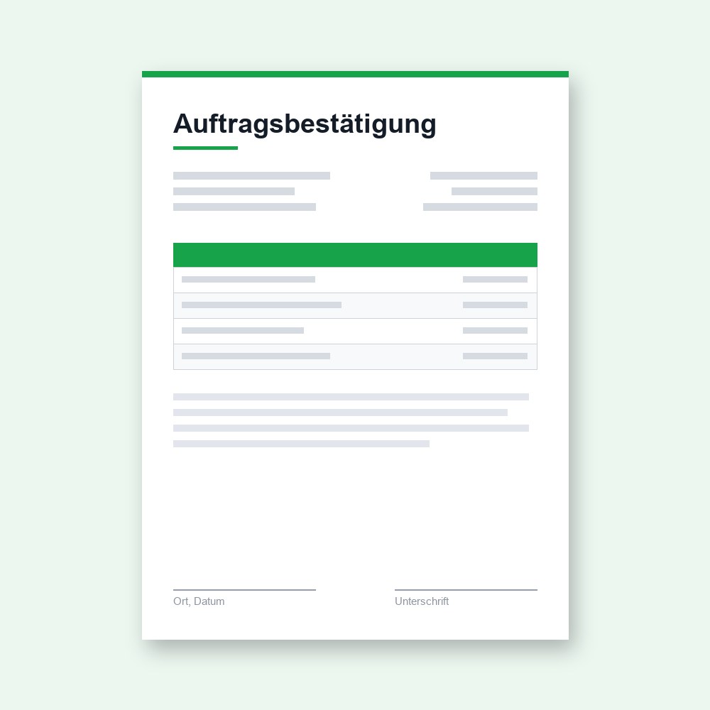 Auftragsbestätigung – PDF-Vorlage zum Ausfüllen