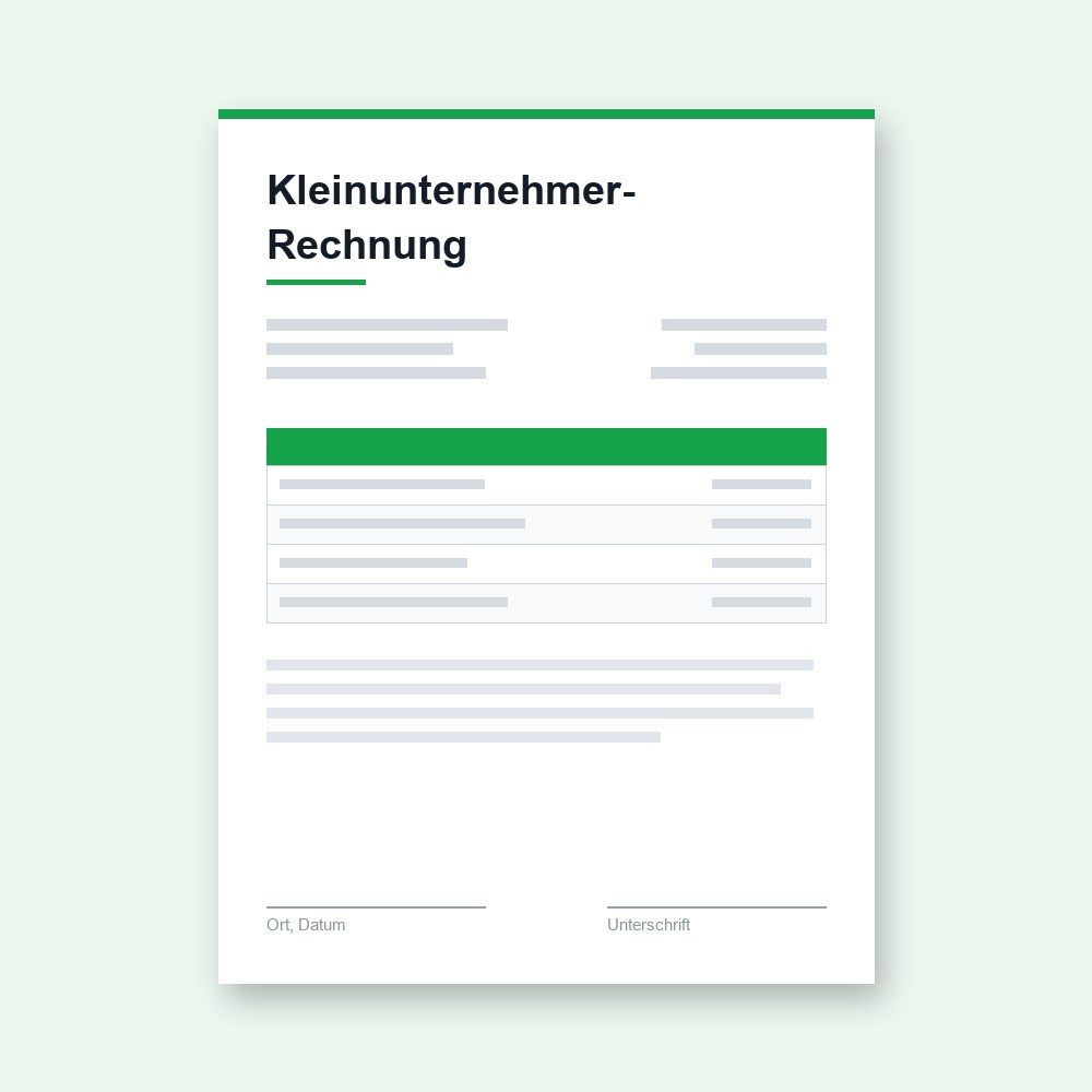Kleinunternehmer-Rechnung – PDF-Vorlage zum Ausfüllen