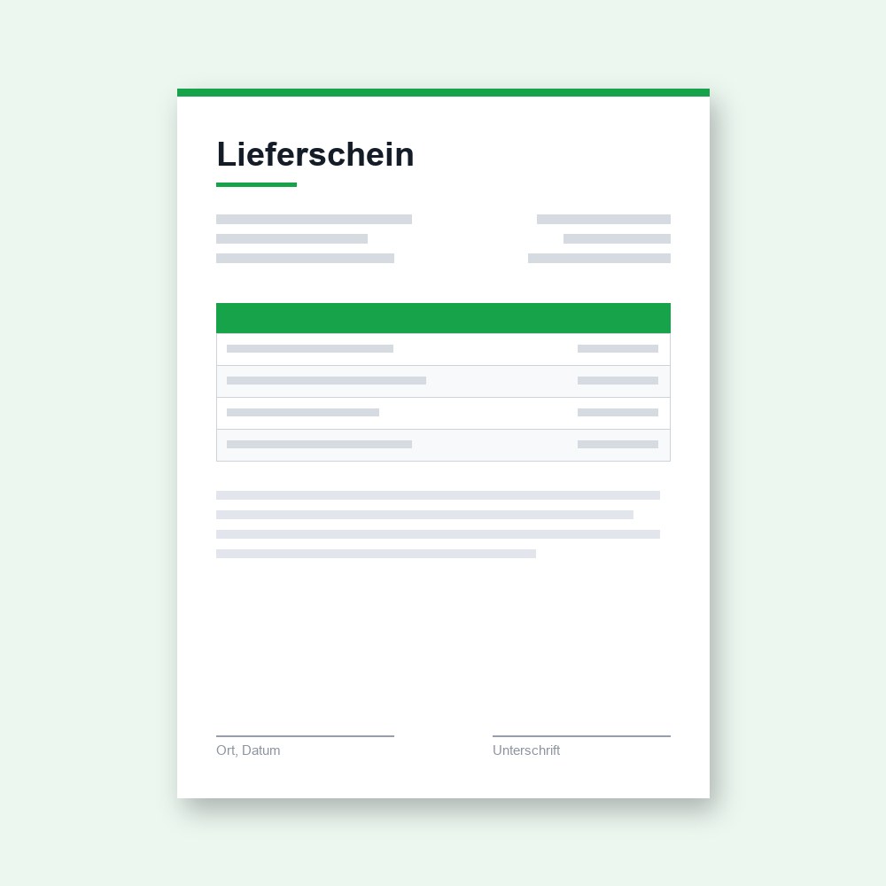 Lieferschein – PDF-Vorlage zum Ausfüllen