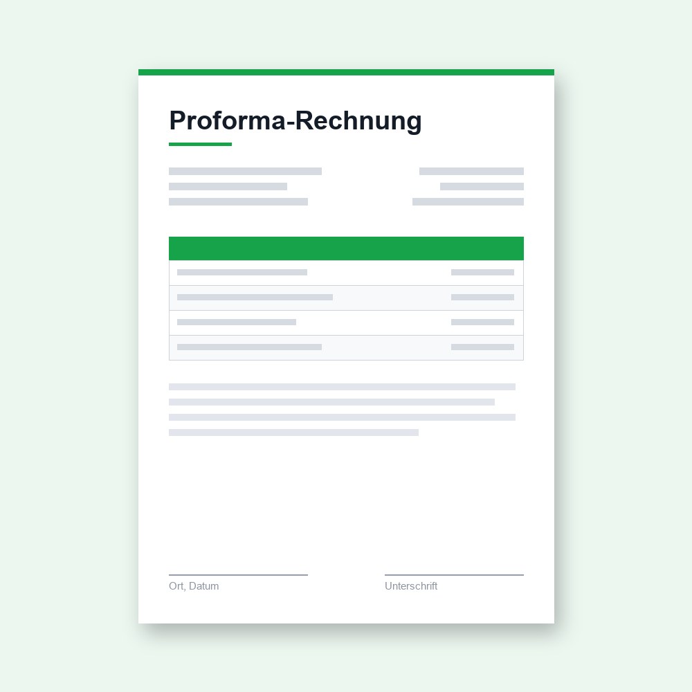 Proforma-Rechnung – PDF-Vorlage zum Ausfüllen