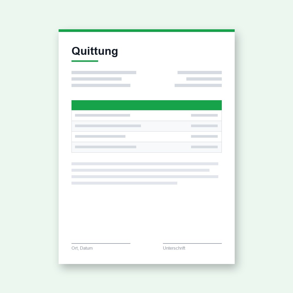 Quittung – PDF-Vorlage zum Ausfüllen