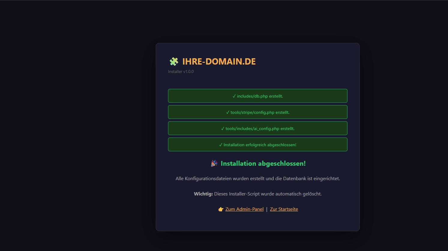 Install formular fertig